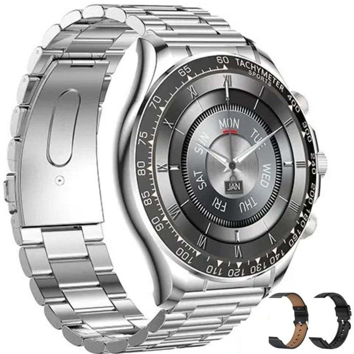 TUTT Classic Smartwatch for Men Metal Case | 1.55'' Large HD Screen IP67 Tactical Smart Watch with BT Call Pedometer Straps (Leather Metal) X108 - TUTT