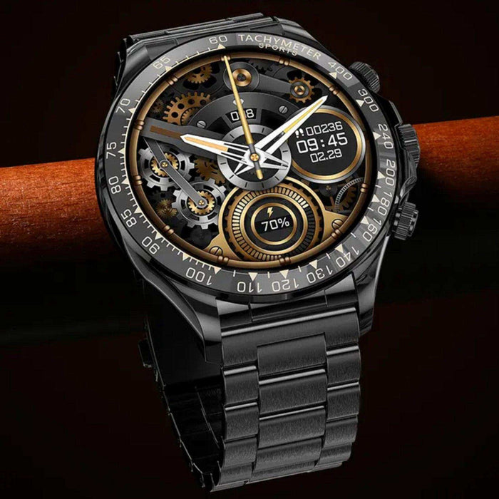 TUTT Classic Smartwatch for Men Metal Case | 1.55'' Large HD Screen IP67 Tactical Smart Watch with BT Call Pedometer Straps (Leather Metal) X108 - TUTT