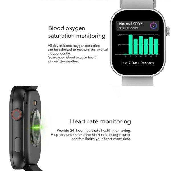 TUTT ZL8 Women Men 1.83" Fashion Smartwatch BT Calling Pedometer IP67 Waterproof Heart Rate Sleep Monitoring Multi Sport Activity Tracking Notification (Rubber & Steel Straps) - TUTT