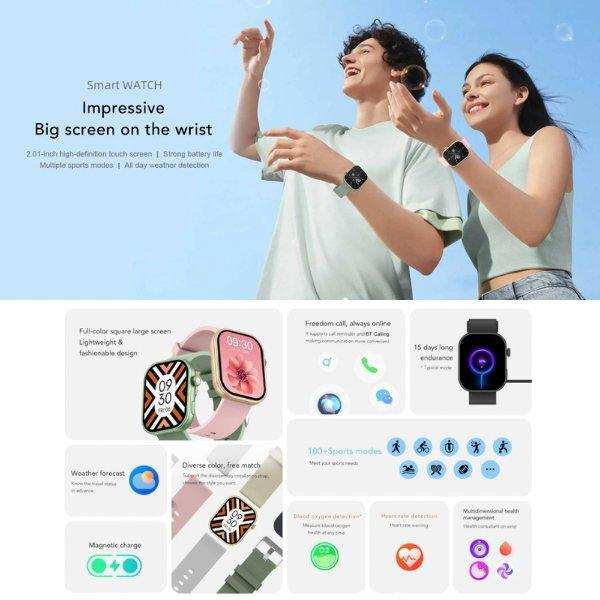 TUTT ZL8 Women Men 1.83" Fashion Smartwatch BT Calling Pedometer IP67 Waterproof Heart Rate Sleep Monitoring Multi Sport Activity Tracking Notification (Rubber & Steel Straps) - TUTT