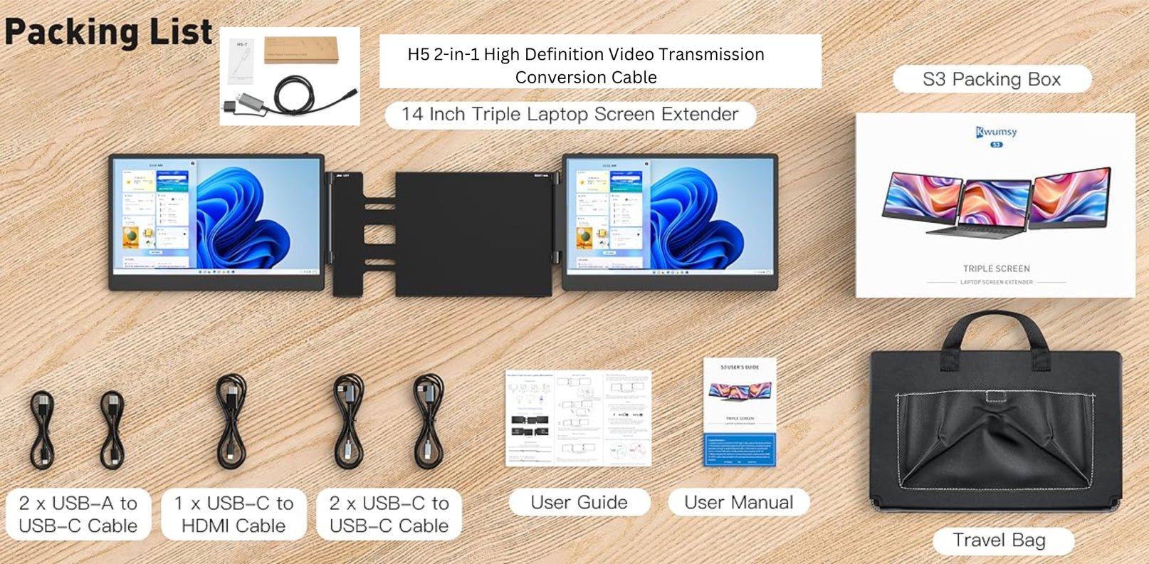 TUTT S3 Portable Laptop Monitor: Upgrade Your Workspace with Dual Screens - TUTT