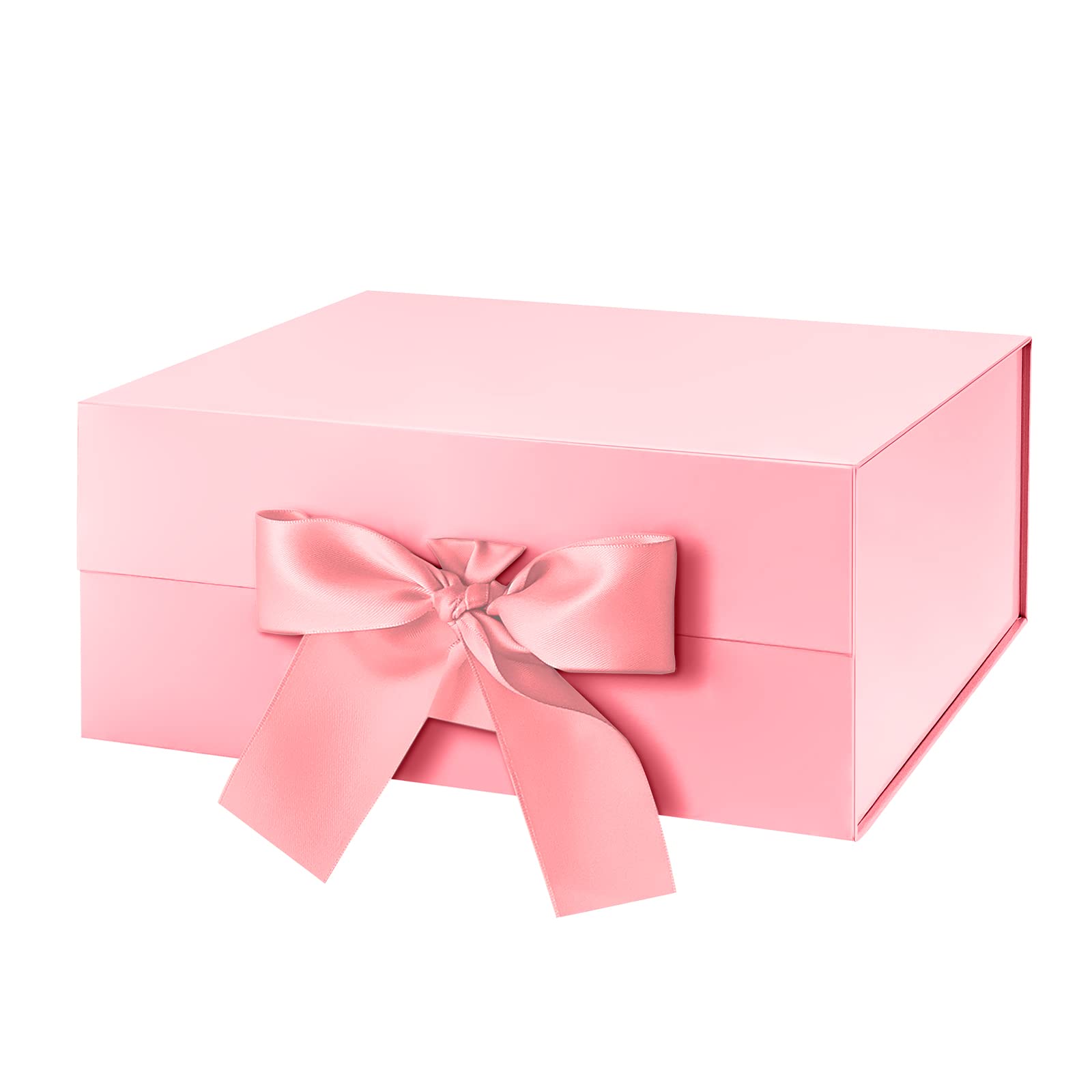 Gift Box with Ribbon 9x6.5x3.8 Inches, Gold Gift Box with Lid and Ribbon By Good Dragons