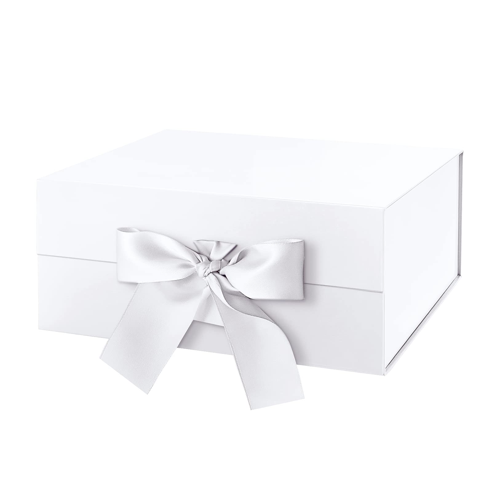 Gift Box with Ribbon 9x6.5x3.8 Inches, Gold Gift Box with Lid and Ribbon By Good Dragons