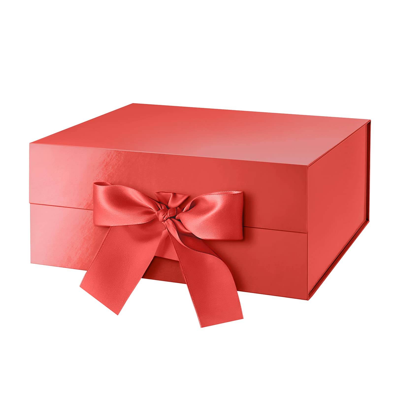 Gift Box with Ribbon 9x6.5x3.8 Inches, Gold Gift Box with Lid and Ribbon By Good Dragons