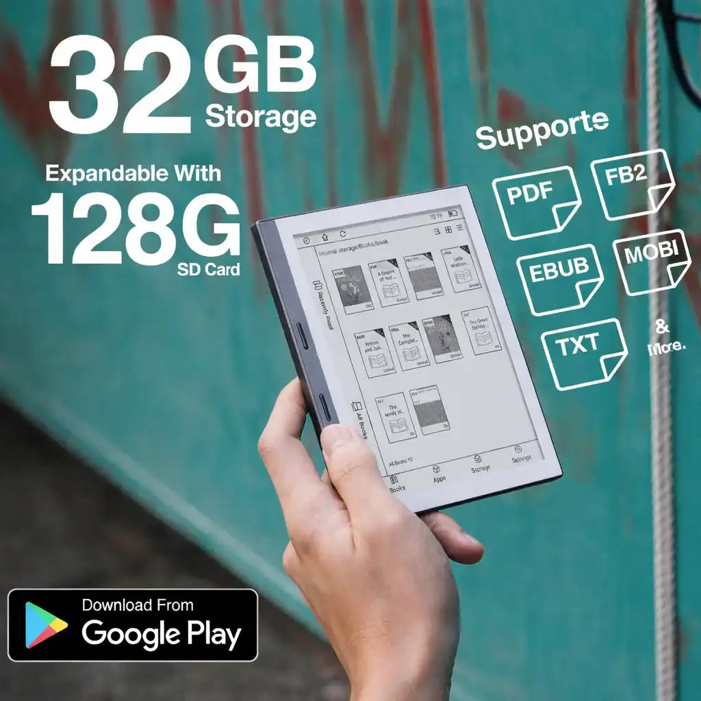 Liseuse TUTT | Écran tactile 5,76" | 32 Go + 128 Go (carte SD) | Étui de protection | Encre électronique | Ultra-légère et fine | E3 