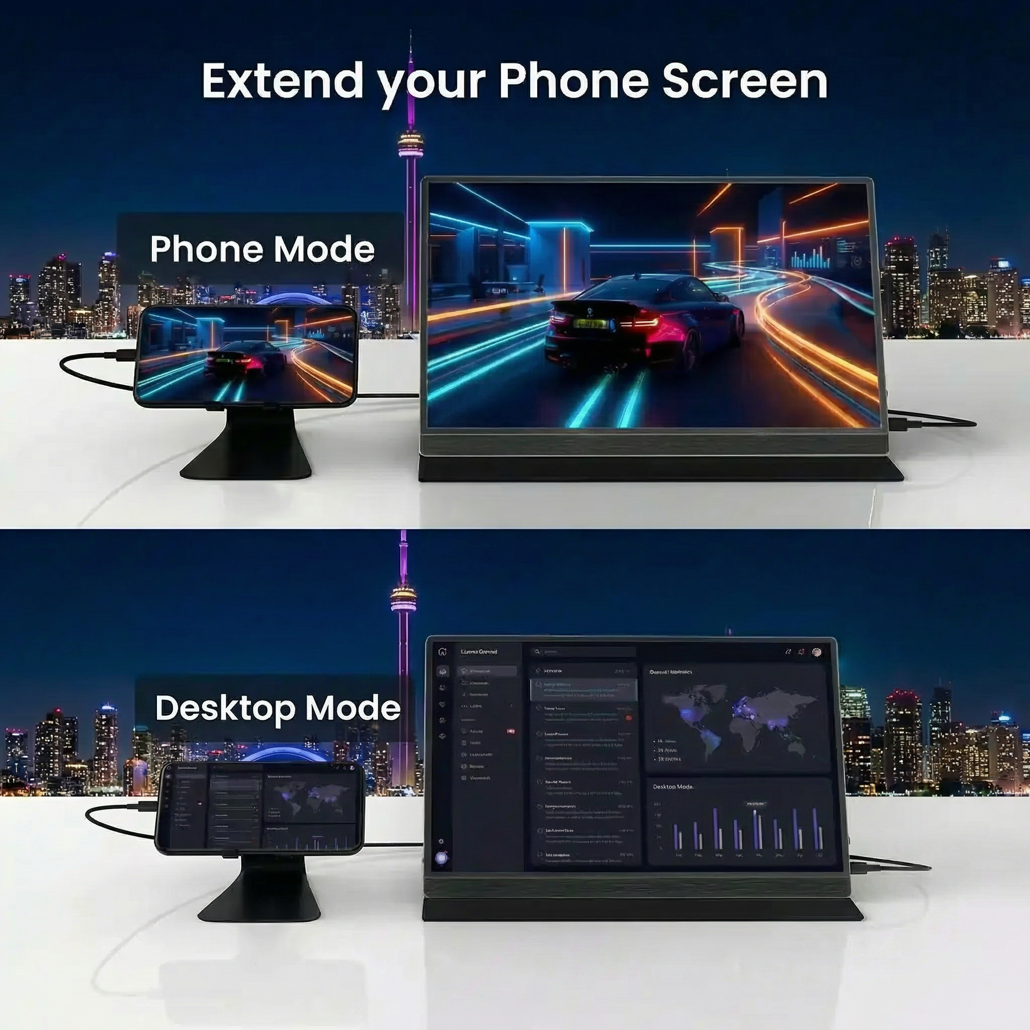 Moniteur portable de jeu TUTT 15,6" 4K | Batterie intégrée de 8 000 mAh et technologie AMD FreeSync™ | Étui en cuir B15