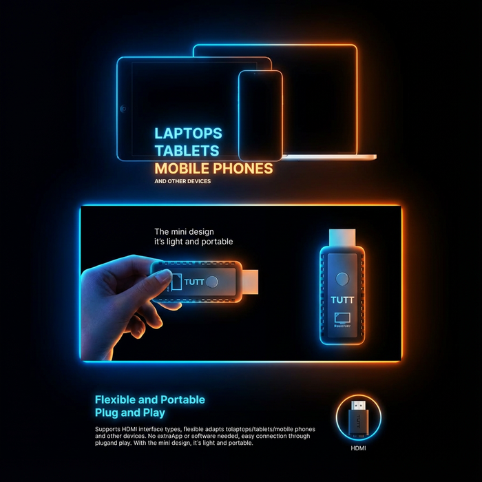 TUTT Wireless HDMI Transmitter & Receiver Kit | 1080p Plug-and-Play Screen Mirroring