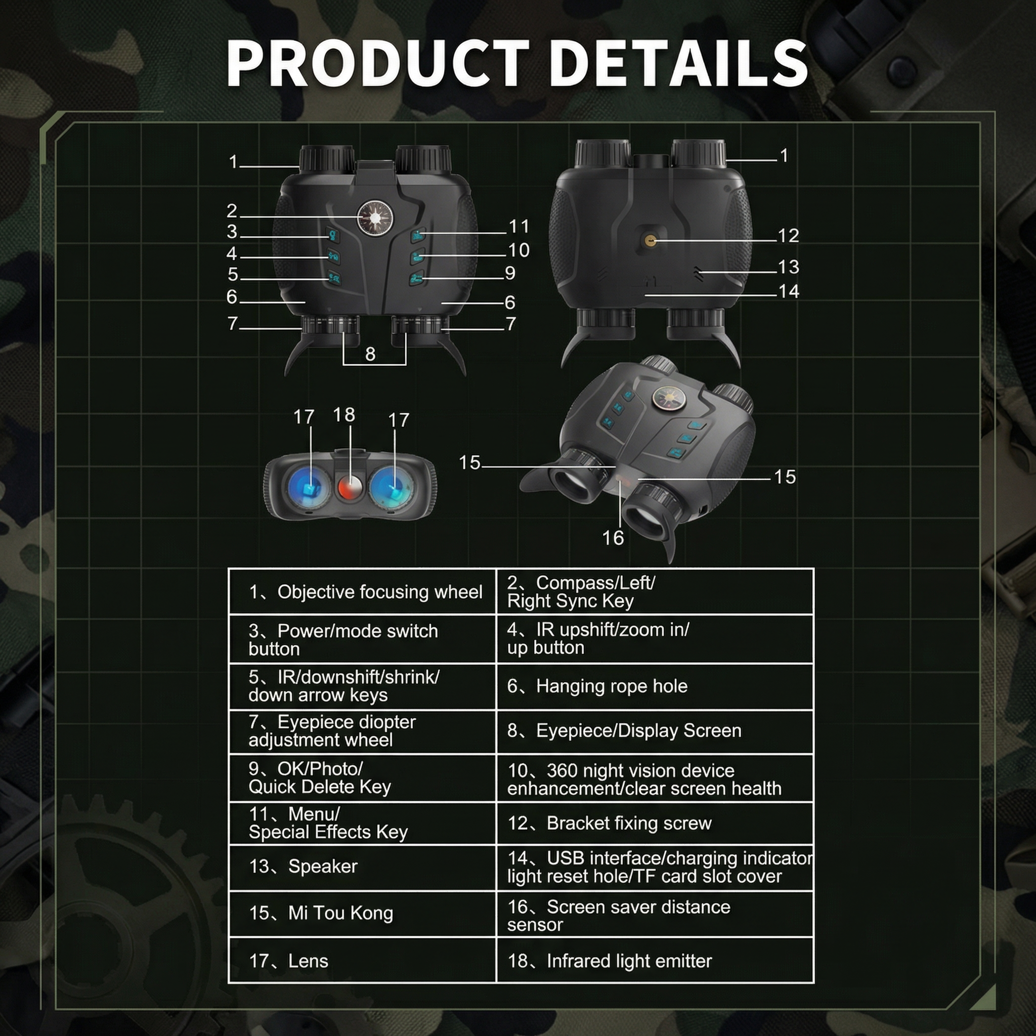 TUTT Night Vision goggles Binoculars 3D 4K 700m 6x optical, 6x digital zoom  5000mAh Battery NV8 Pro