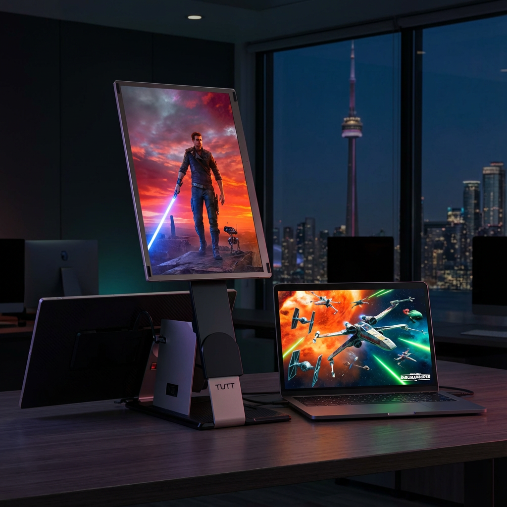 TUTT 15.6” FHD Portable Monitor – S6 Triple Screen Extender, USB-C/HDMI, 7 Viewing Modes | All Devices Compatible with Converter Cable (H5 Included)