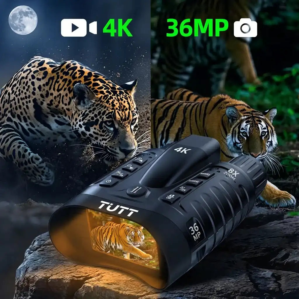 TUTT Infrared Night Vision Goggles Laser Rangefinder Binoculars 4k IP54 32MP 8X Digital Zoom NV2185 Plus