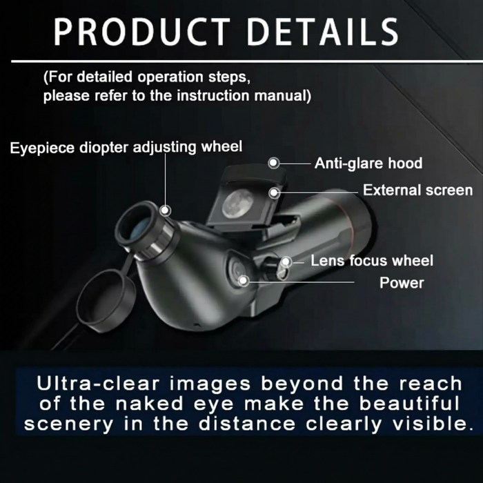 TUTT 350x , 4K Recording Telescope, Spotting Scope | External Screen & Night Vision | 30MP HD microSD IP54 Waterproof Star0ne
