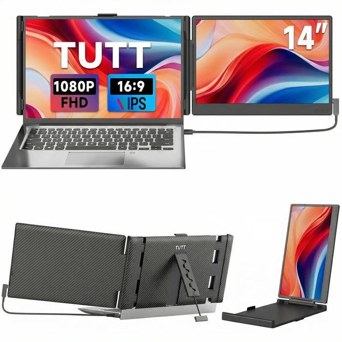 TUTT 14” Laptop Screen Extender – Dual FHD 1080P IPS Portable Monitor for Laptops (13”–17”) P6