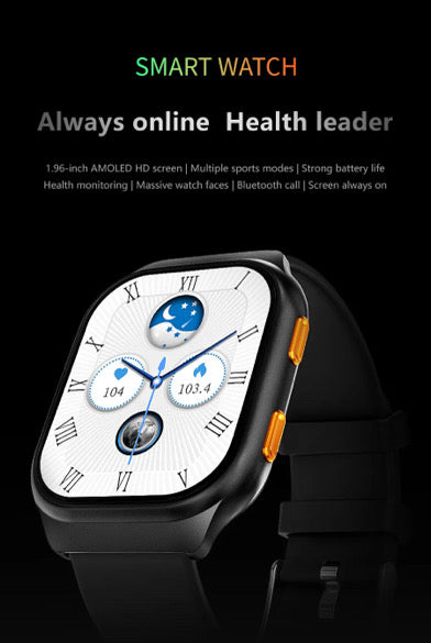 TUTT AMOLED Screen Smartwatch | Always-On Display | Health & Fitness Tracker | YOKO | IP68 Men & Women Smartwatch (Two Straps)
