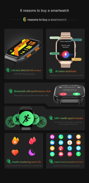 TUTT AMOLED Screen Smartwatch | Always-On Display | Health & Fitness Tracker | YOKO | IP68 Men & Women Smartwatch (Two Straps)