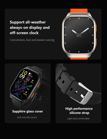 TUTT AMOLED Screen Smartwatch | Always-On Display | Health & Fitness Tracker | YOKO | IP68 Men & Women Smartwatch (Two Straps)