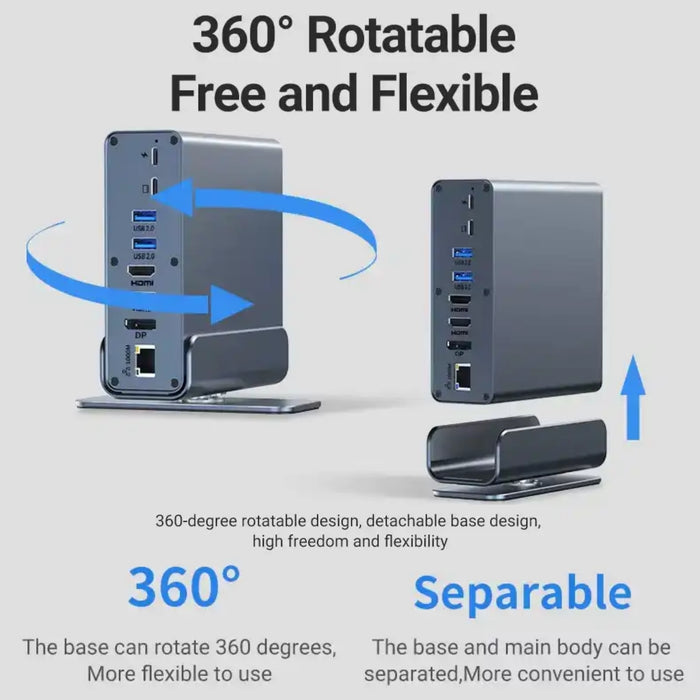 TUTT Docking Station Hub for Laptop Screen Extender | Triple 4K HD Display, 100W PD USB-C | 16-in-1 USB-C  V8