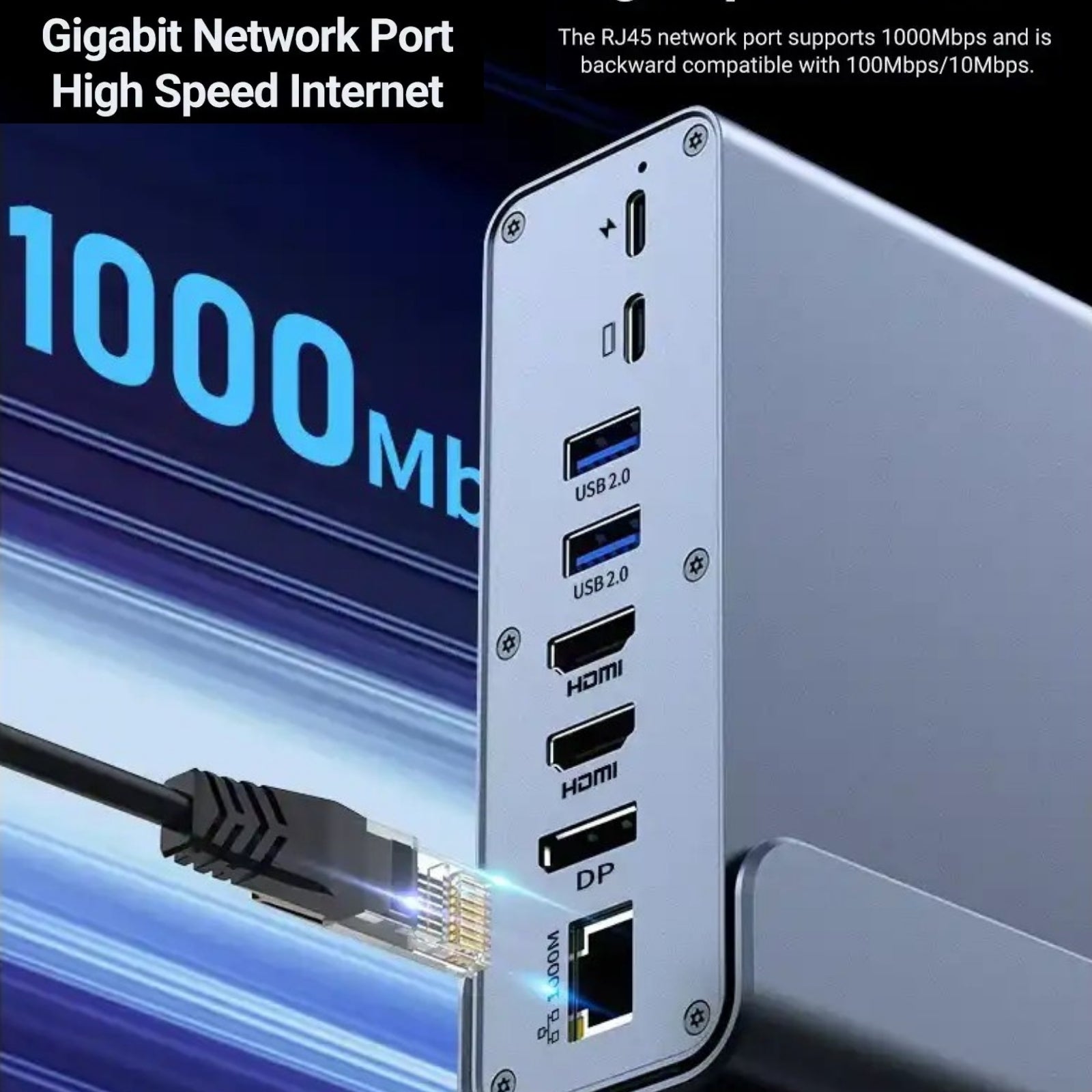 TUTT Docking Station Hub for Laptop Screen Extender | Triple 4K HD Display, 100W PD USB-C | 16-in-1 USB-C  V8