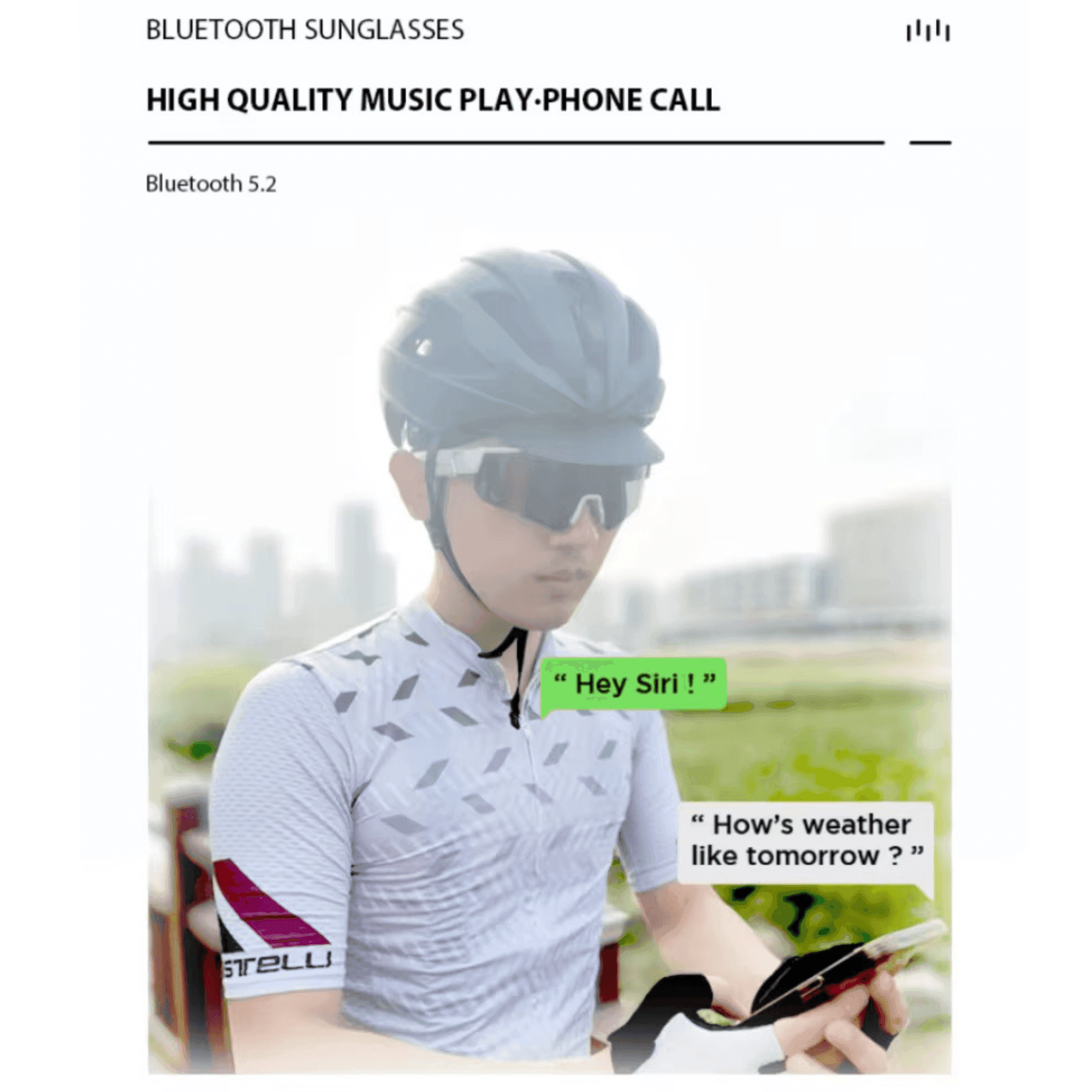 TUTT Bluetooth Smart Sunglasses For Cycling | AI Voice Assistance Call & Music | Dual Microphone | HD UV400 Protection | Anti Blue Ray | E18 + Blue-Ray Test Kit