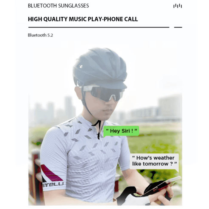 TUTT Bluetooth Smart Sunglasses For Cycling | AI Voice Assistance Call & Music | Dual Microphone | HD UV400 Protection | Anti Blue Ray | E18 + Blue-Ray Test Kit