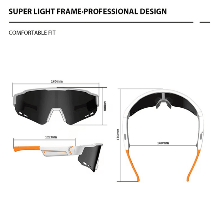 TUTT Bluetooth Smart Sunglasses For Cycling | AI Voice Assistance Call & Music | Dual Microphone | HD UV400 Protection | Anti Blue Ray | E18 + Blue-Ray Test Kit