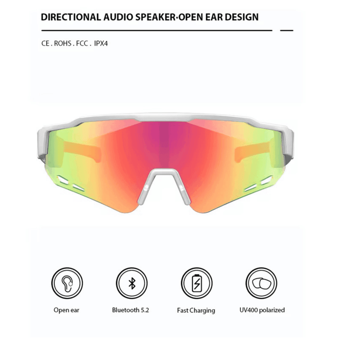 TUTT Bluetooth Smart Sunglasses For Cycling | AI Voice Assistance Call & Music | Dual Microphone | HD UV400 Protection | Anti Blue Ray | E18 + Blue-Ray Test Kit