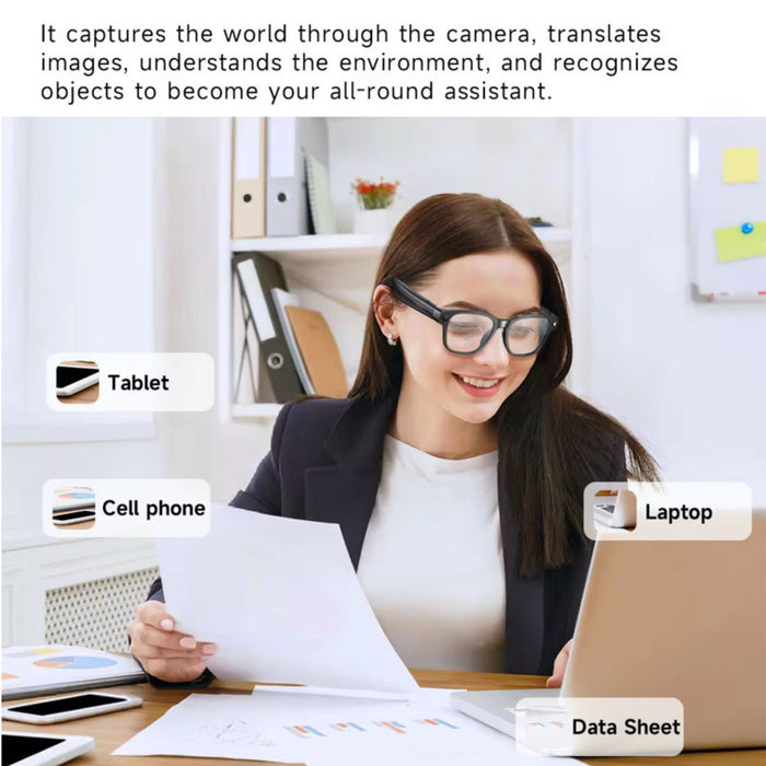 TUTT GS10 AI Smart Glasses | HD Camera + Voice Assistant + Real-Time Translation | Replaceable with Prescription Lenses