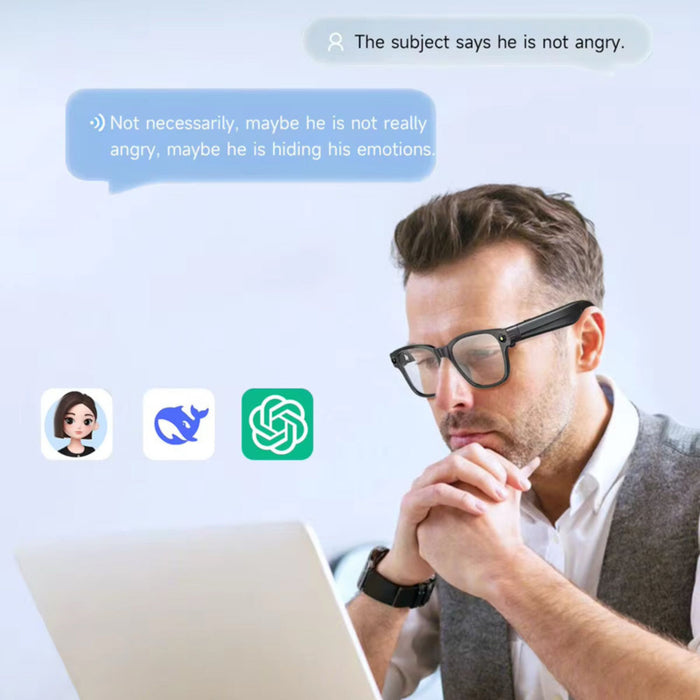 TUTT GS10 AI Smart Glasses | HD Camera + Voice Assistant + Real-Time Translation | Replaceable with Prescription Lenses