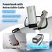 Silver 100W power bank with braided retractable cable charging smartphone, aluminum alloy shell TUTT