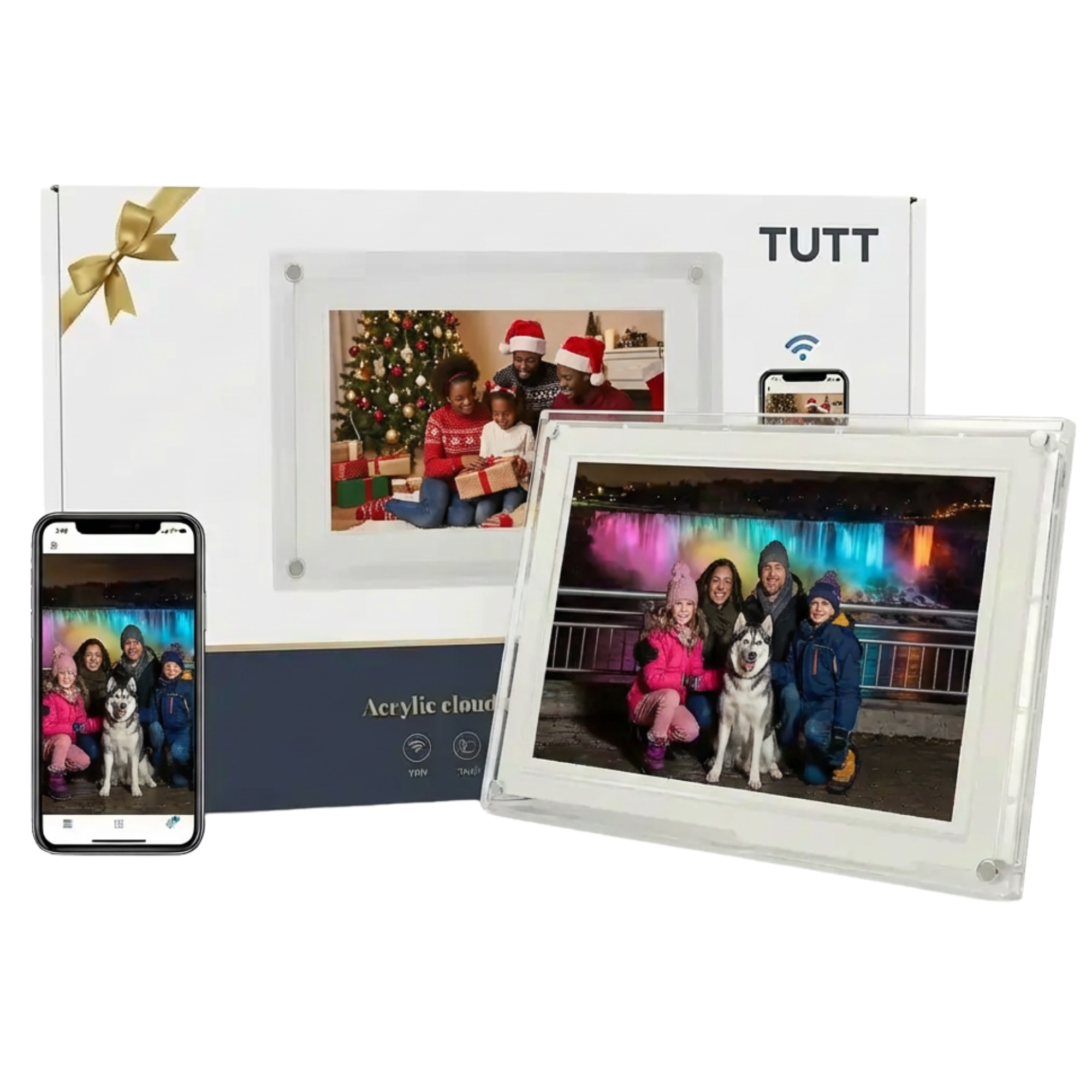 Cadre photo numérique ultra-fin TUTT 10,1 pouces | Wi-Fi | Écran tactile IPS | 32 Go de stockage intégré | Application Frameo 