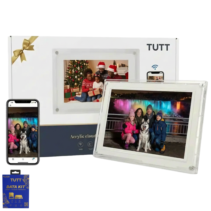 TUTT 10.1"  Digital Photo Frame | Acrylic Clear Slim WiFi | IPS Touchscreen | 32GB Built-In Storage | Frameo App