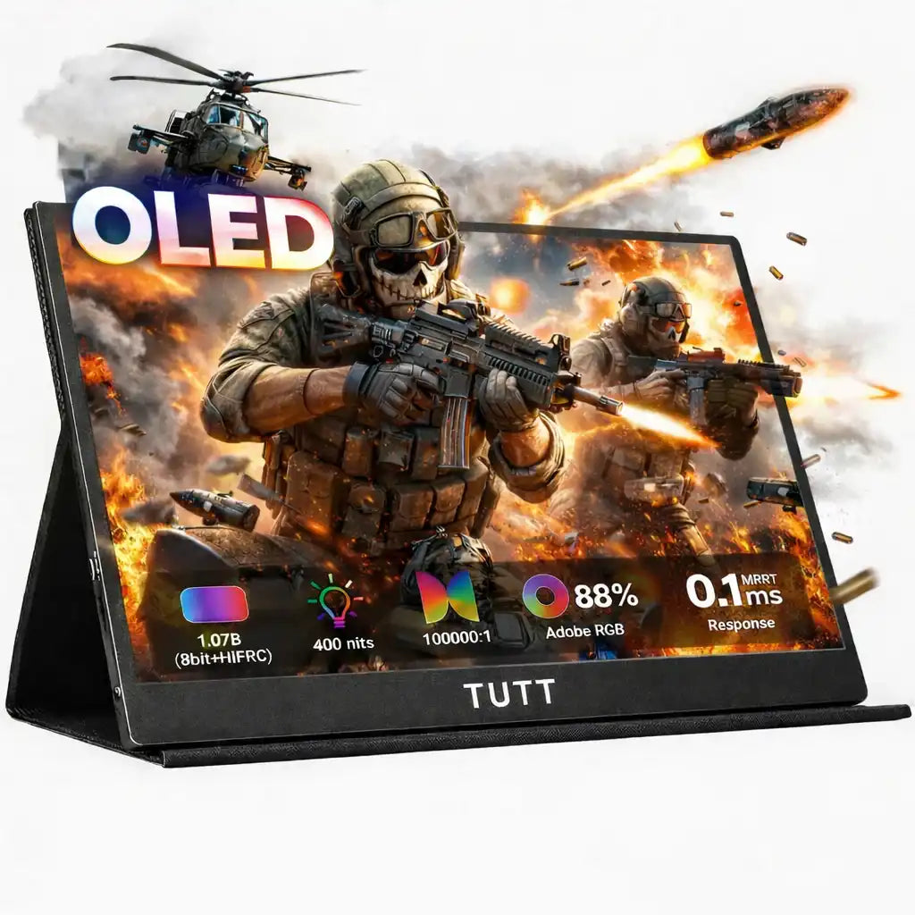 TUTT 13.3" OLED Portable Monitor – FHD 1080P USB-C IPS Panel, 100% DCI-P3, External Gaming Screen for Laptop, PC & Mac | OL3