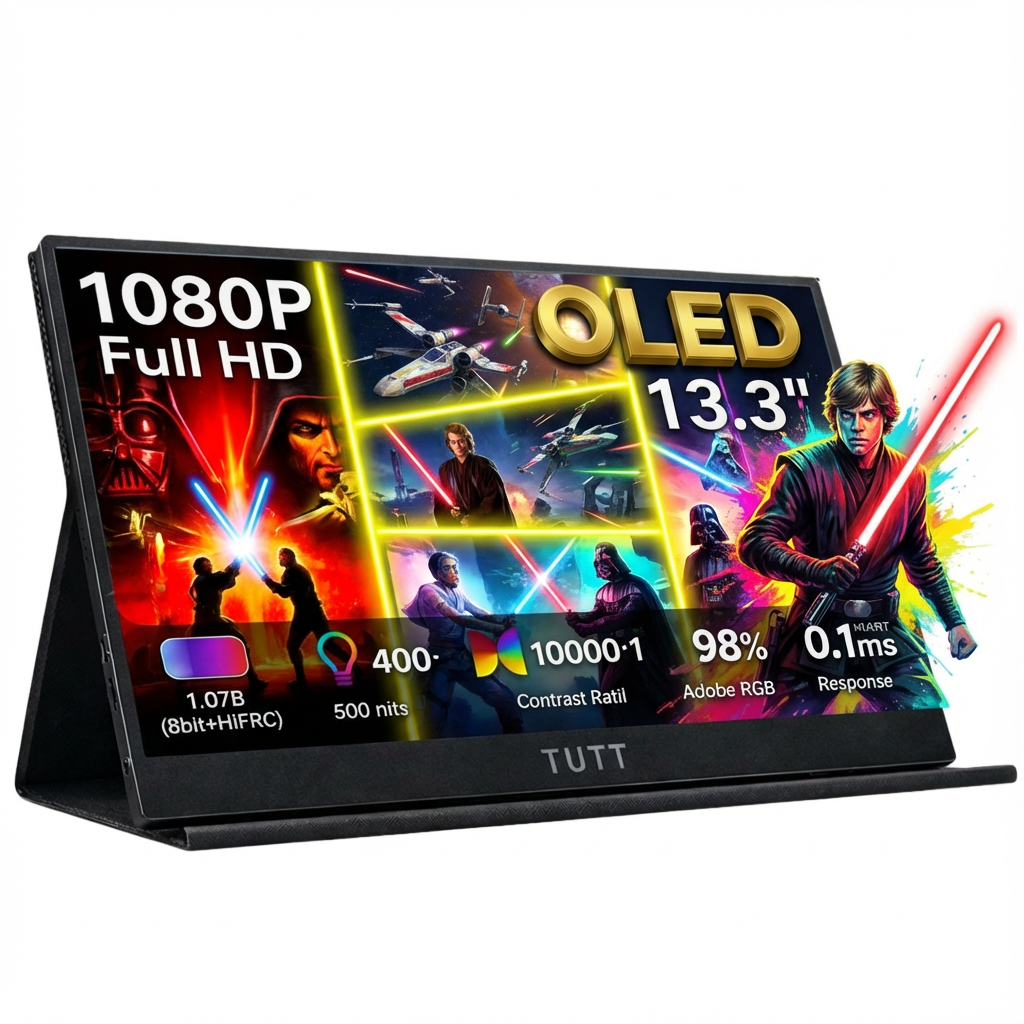 13.3-inch TUTT monitor with Star Wars graphics on the screen