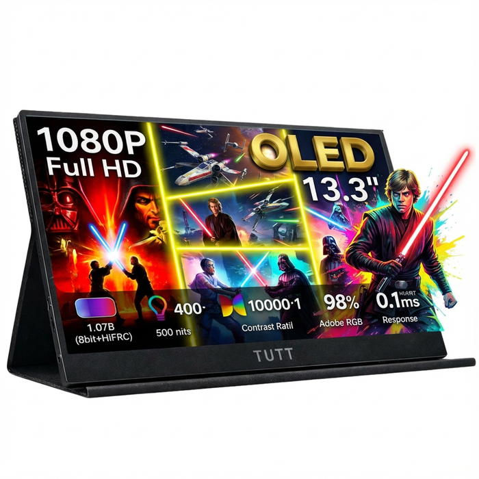 13.3-inch TUTT monitor with Star Wars graphics on the screen