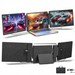 Laptop with external screen extension device displaying racing game on TUTT 14” FHD Portable Monitor – S3 Triple Screen Extender, IPS, Built-in Stand & Speakers | All Devices (H5 Converter Cable Included)screens.