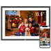 Family with dog in front of a Christmas tree, displayed on a screen with product specifications. Digital Photo Frame TUTT