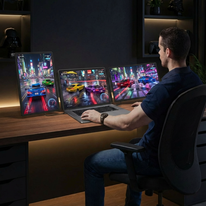 TUTT 15.6 Laptop Screen Extender Rugged Design | Portable Monitor For Laptop with H5 Converter Cable S9