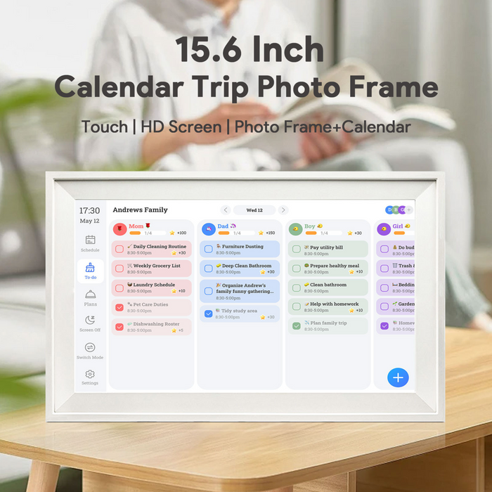 TUTT 15.6” Smart Digital Calendar & Chore Chart | Photo and Video Frame | Android Touchscreen Display Family Organizer + 128GB SanDisk EXTREME PRO® + 5 in 1 Reader
