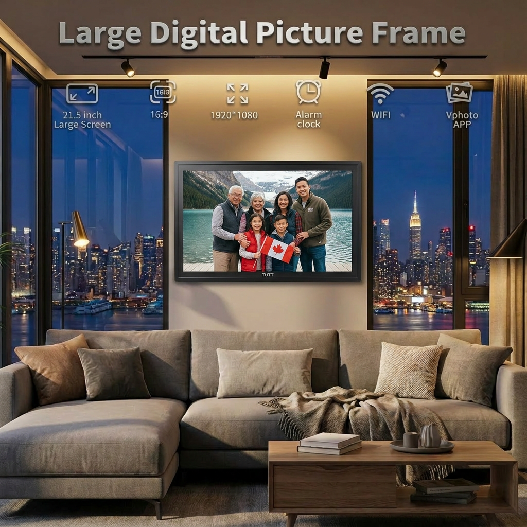 TUTT 21.5” Digital Calendar 32GB | Calendar, Wi-Fi Photo & Video Frame, Art Gallery | Premium Features No Subscription, Touchscreen