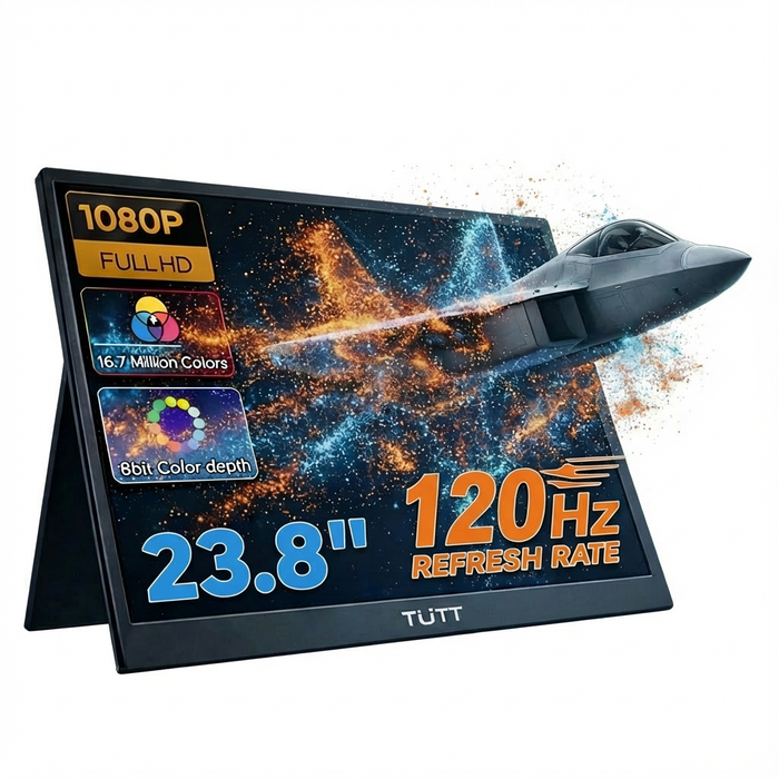 TUTT 23.8” 120Hz FHD Portable Monitor with Built-in Kickstand and VESA Mount S23