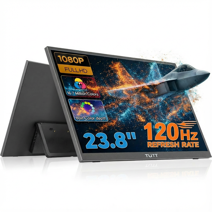 TUTT 23.8” 120Hz FHD Portable Monitor with Built-in Kickstand and VESA Mount S23