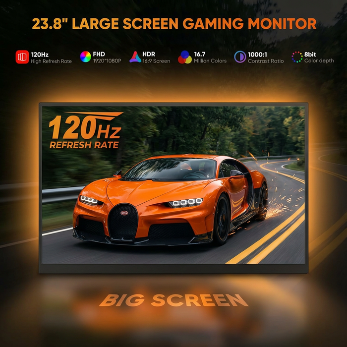 TUTT 23.8” 120Hz FHD Portable Monitor with Built-in Kickstand and VESA Mount S23 (12)