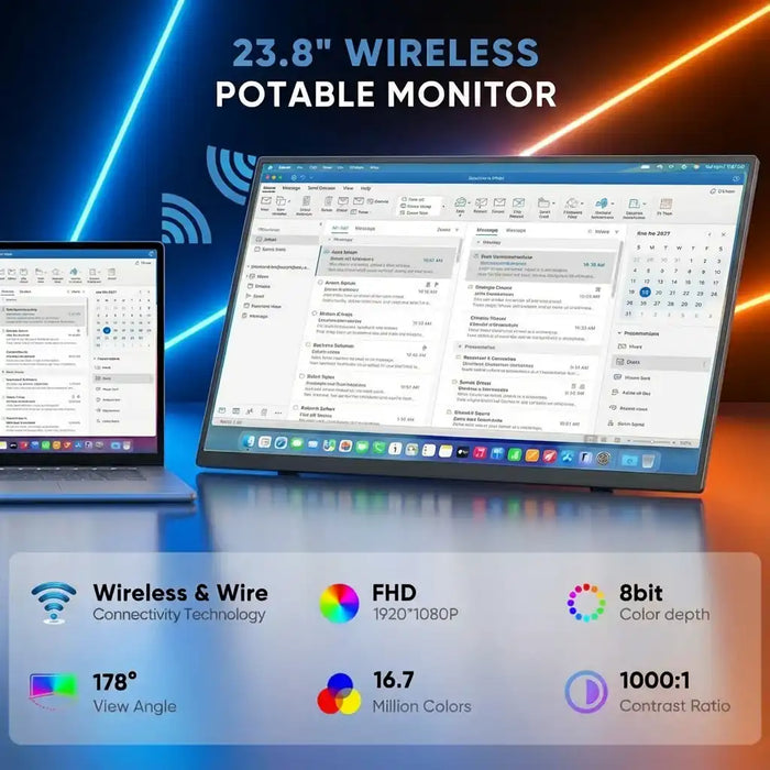 TUTT 23.8" Wireless Portable Monitor 120Hz, Screen Extender for Mobile Laptop | S23W