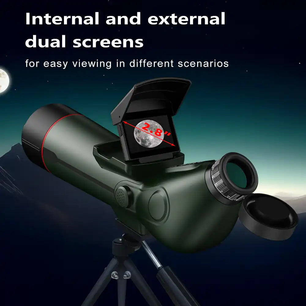 Télescope TUTT 350x, longue-vue | Écran externe et vision nocturne | Enregistrement HD 30 MP sur carte microSD | Astronomique | Étanche IP54