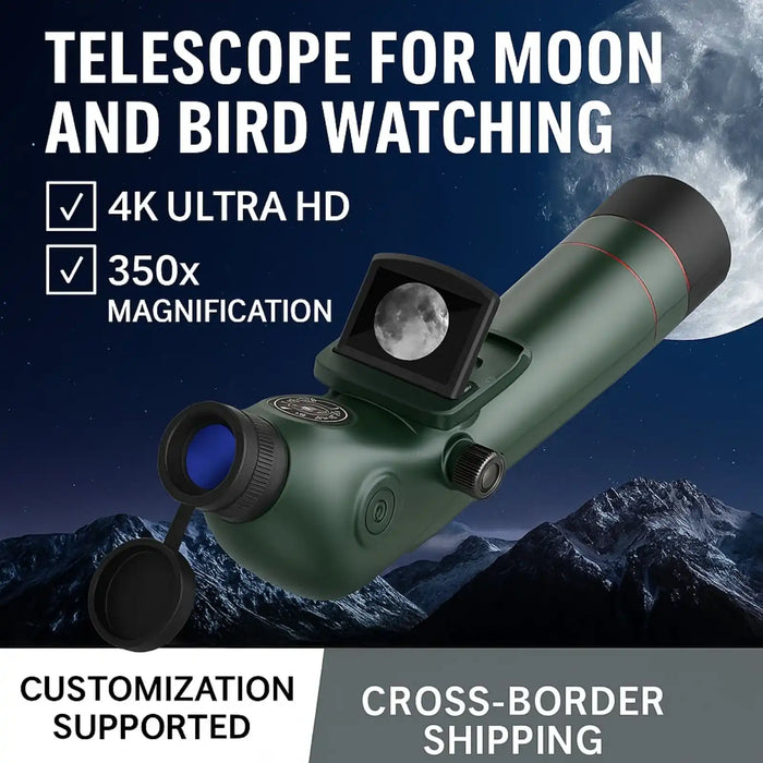 TUTT 350x Telescope, Spotting Scope | External Screen & Night Vision | 30MP HD microSD Recording Astronomical IP54 Waterproof Star0ne