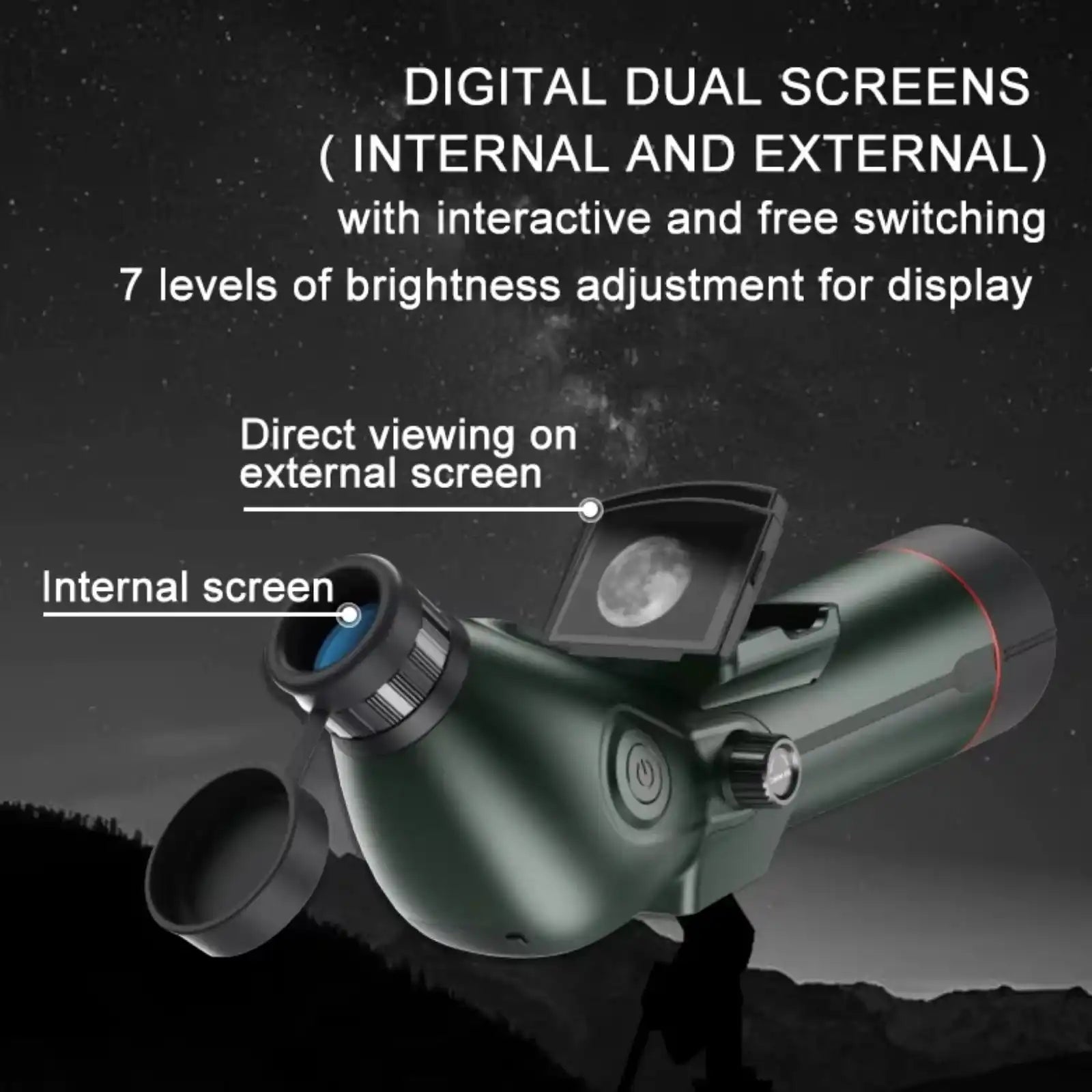 Télescope TUTT 350x, longue-vue | Écran externe et vision nocturne | Enregistrement HD 30 MP sur carte microSD | Astronomique | Étanche IP54