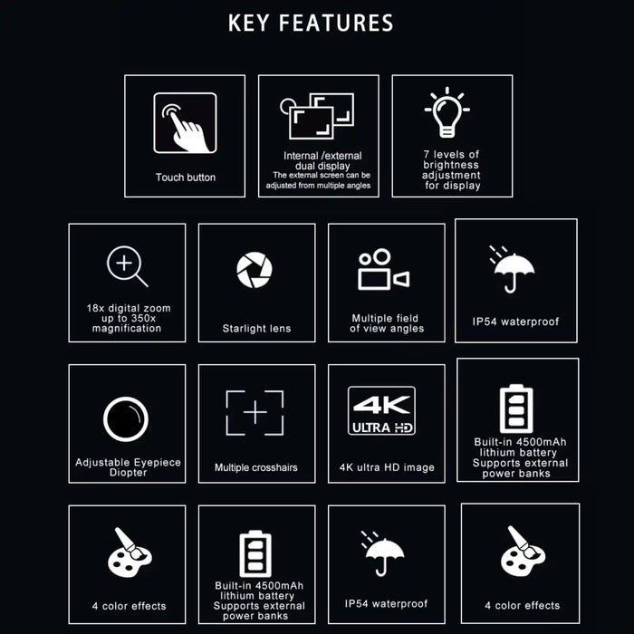 TUTT 350x Telescope, Spotting Scope | External Screen & Night Vision | 30MP HD microSD Recording Astronomical IP54 Waterproof Star0ne