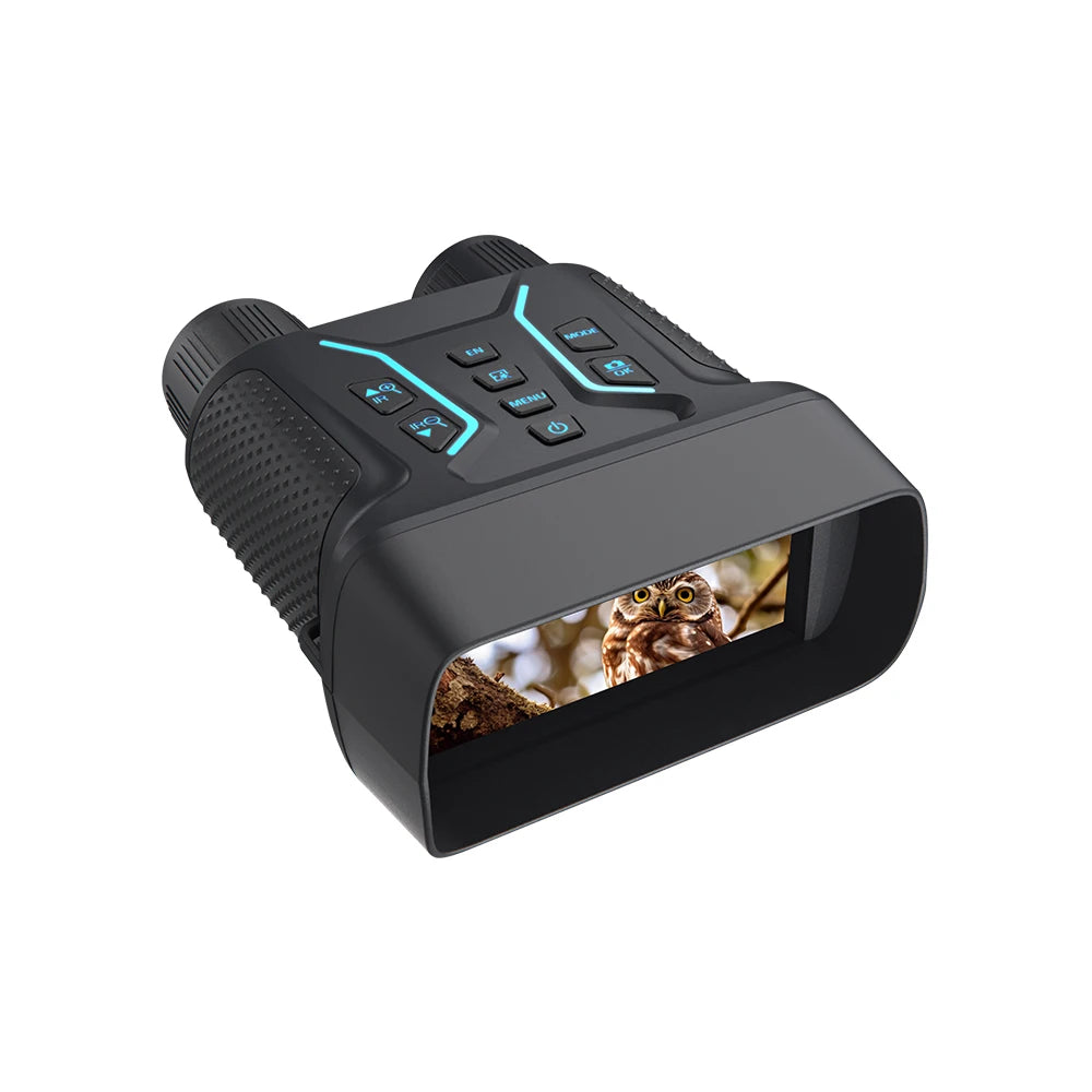 Infrared night vision camera binoculars with HD screen displaying an owl, portable gadget TUTT