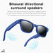 Blue smart sunglasses with built-in binaural directional surround speakers and black lenses TUTT