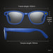 Blue smart glasses with front view showing frame length 150mm and frame height 55mm, side view with temple length 155mm, TUTT branding TUTT