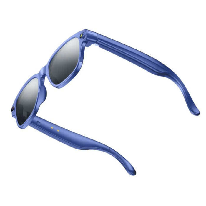 Blue AI camera sunglasses with black lenses and sleek design on white background TUTT